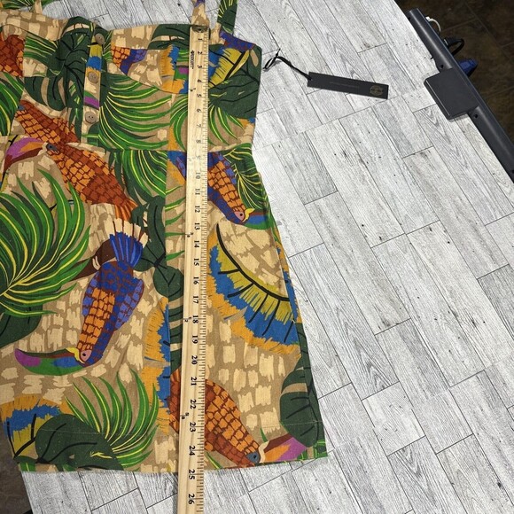 House of Harlow 1960 Mini Dress Womens Large Linen Blend Toucans‎ Lined NWT - Picture 10 of 13